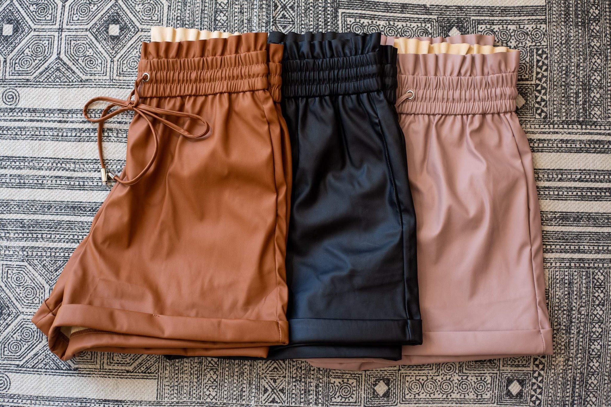 Zenana Shorts Make it Happen Faux Leather Paper Bag Shorts