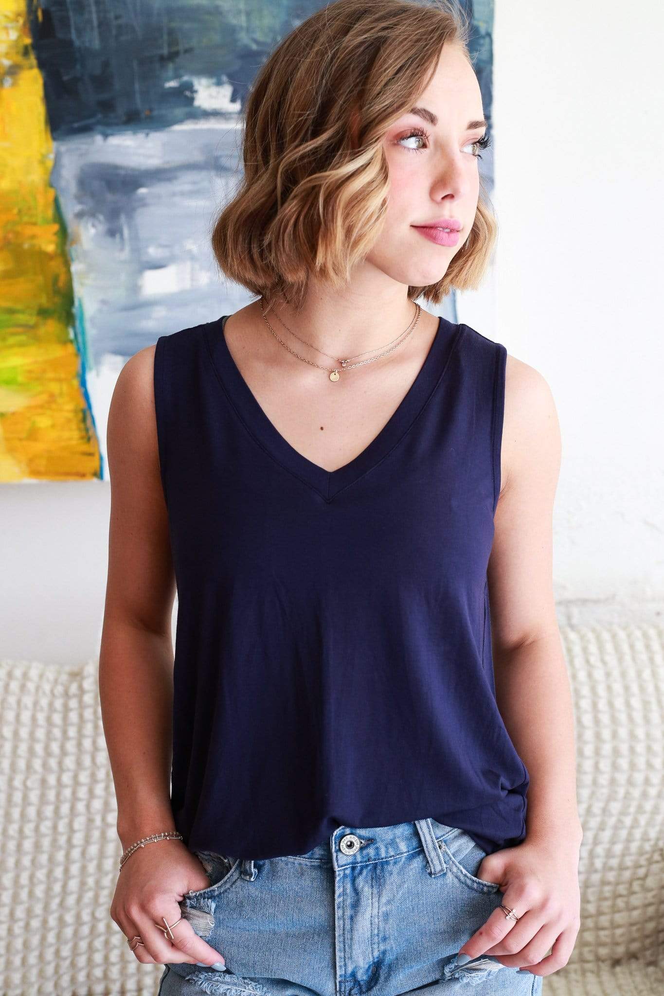 Zenana Take me Back V-Neck Tank